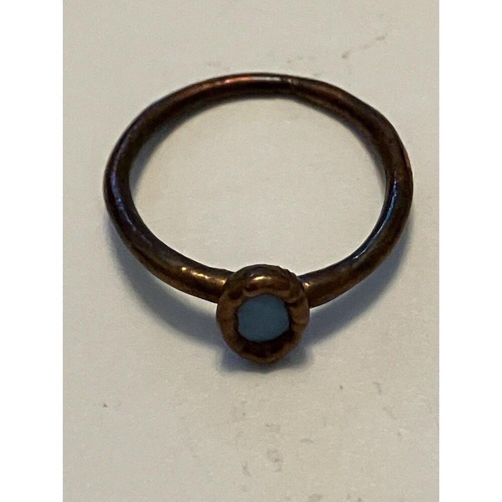 Copper Ring Turquoise Chip Center size 8.5 Southwest Tribal Native style Simple